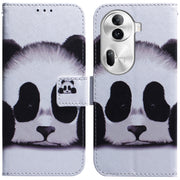 For OPPO Reno11 Pro Global Coloured Drawing Flip Leather Phone Case(Panda)