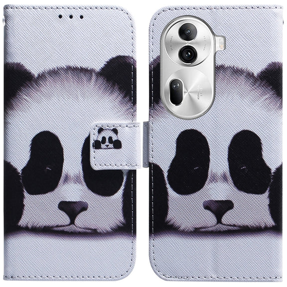 For OPPO Reno11 Pro Global Coloured Drawing Flip Leather Phone Case(Panda)