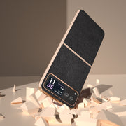 For Motorola Razr 40 Genuine Leather Mino Series Nano Plating Phone Case(Black)