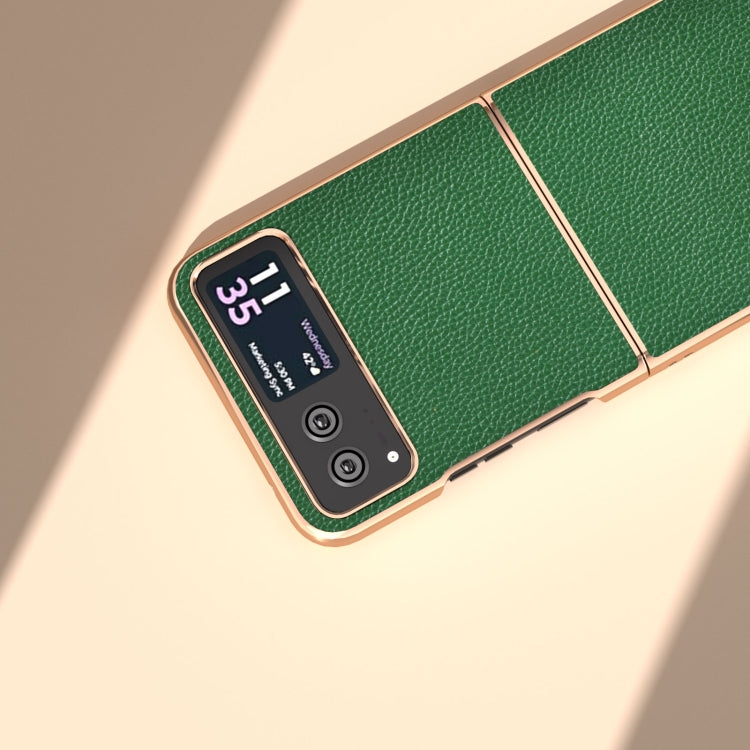 For Motorola Razr 40 Genuine Leather Mino Series Nano Plating Phone Case(Green)