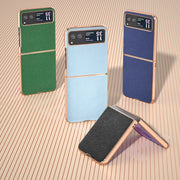For Motorola Razr 40 Genuine Leather Mino Series Nano Plating Phone Case(Green)