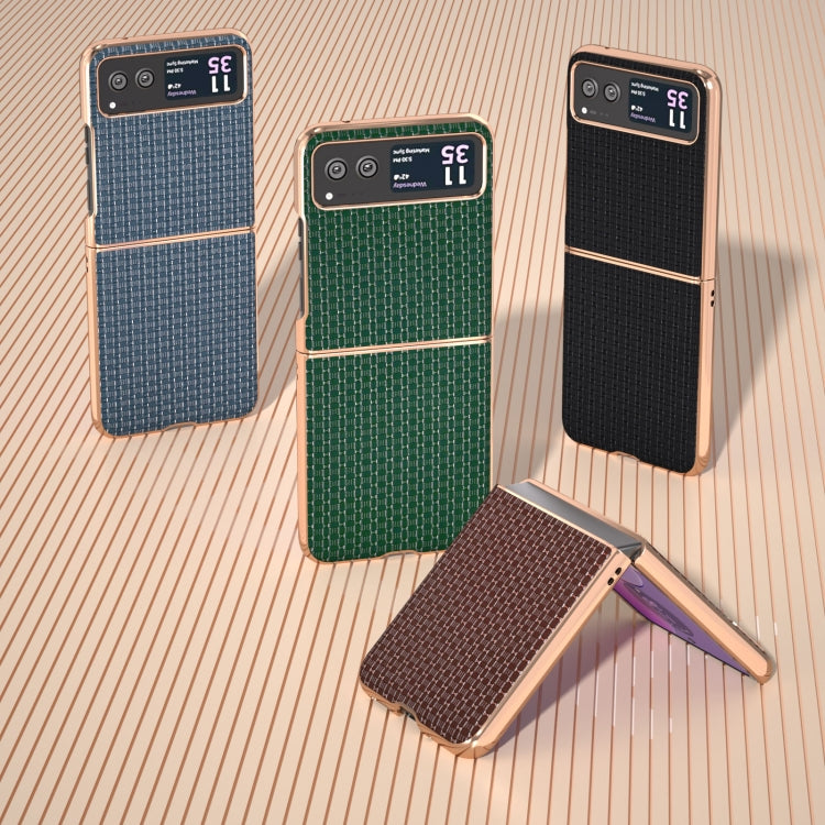 For Motorola Razr 40 Genuine Leather Luxury Series Nano Plating Phone Case(Black)