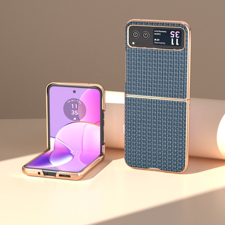 For Motorola Razr 40 Genuine Leather Luxury Series Nano Plating Phone Case(Royal Blue)