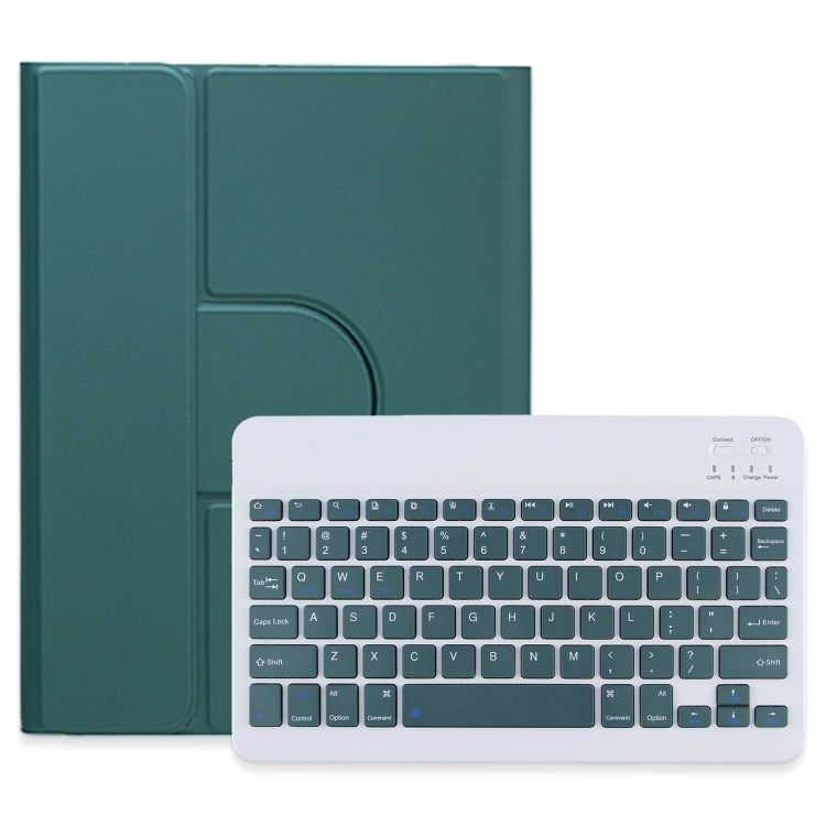 For iPad 10th Gen 10.9 2022 Square Button 360 Degree Rotatable Bluetooth Keyboard Leather Case(Dark Green)