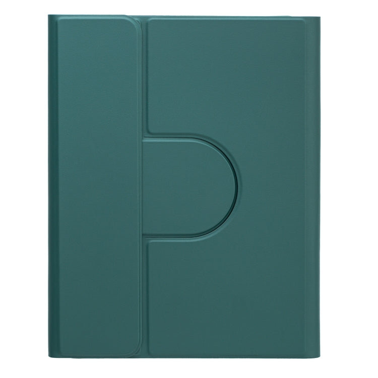For iPad 10th Gen 10.9 2022 Square Button 360 Degree Rotatable Bluetooth Keyboard Leather Case(Dark Green)