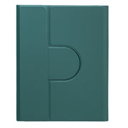 For iPad 10th Gen 10.9 2022 Square Button 360 Degree Rotatable Bluetooth Keyboard Leather Case(Dark Green)