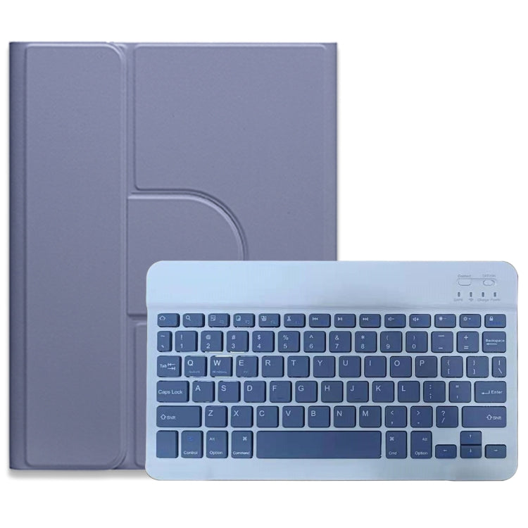 For iPad Air 2022 / iPad Pro 11 2021 Square Button 360 Degree Rotatable Bluetooth Keyboard Leather Case(Lavender Purple)