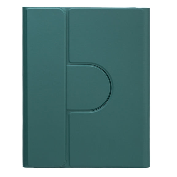 For iPad 10.2 2021 / Air 2019 Square Button 360 Degree Rotatable Bluetooth Keyboard Leather Case(Dark Green)
