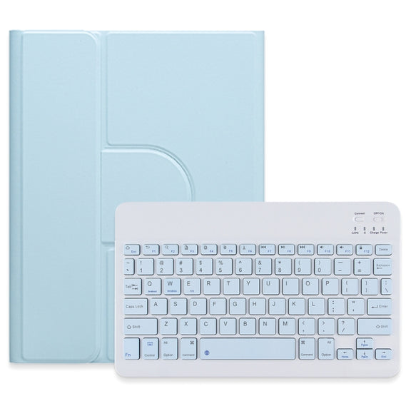 For iPad 10.2 2021 / Air 2019 Square Button 360 Degree Rotatable Bluetooth Keyboard Leather Case(Sky Blue)
