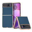 For Motorola Razr 40 Genuine Leather Silk Series Nano Plating Phone Case(Blue) - Motorola Cases by PMC TechLife | Online Shopping South Africa | PMC TechLife | Buy Now Pay Later Mobicred