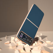 For Motorola Razr 40 Genuine Leather Silk Series Nano Plating Phone Case(Blue)