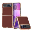 For Motorola Razr 40 Genuine Leather Silk Series Nano Plating Phone Case(Coffee) - Motorola Cases by PMC TechLife | Online Shopping South Africa | PMC TechLife | Buy Now Pay Later Mobicred