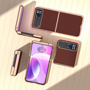 For Motorola Razr 40 Genuine Leather Silk Series Nano Plating Phone Case(Coffee)