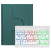 For iPad Air 2022 / iPad Pro 11 2021 Three-color Backlight White 360 Degree Rotatable Bluetooth Keyboard Leather Case(Dark Green)