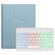 For iPad 10.2 2021 / Air 2019 Three-color Backlight White 360 Degree Rotatable Bluetooth Keyboard Leather Case(Mist Blue) - Universal by PMC TechLife | Online Shopping South Africa | PMC TechLife