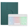 For iPad 10.2 2021 / Air 2019 Three-color Backlight White 360 Degree Rotatable Bluetooth Keyboard Leather Case(Dark Green) - Universal by PMC TechLife | Online Shopping South Africa | PMC TechLife