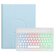 For iPad 10.2 2021 / Air 2019 Three-color Backlight White 360 Degree Rotatable Bluetooth Keyboard Leather Case(Sky Blue)