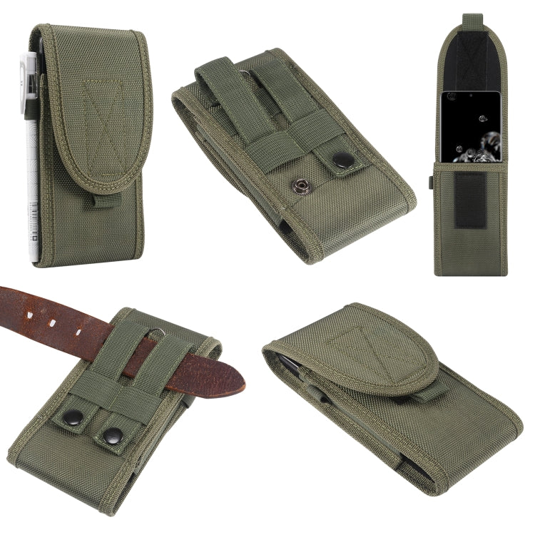 For 6.7 inch and Below Phones Multifunctional Universal Vertical Nylon Fabric Waist Bag Tactical Belt Bag(Green)