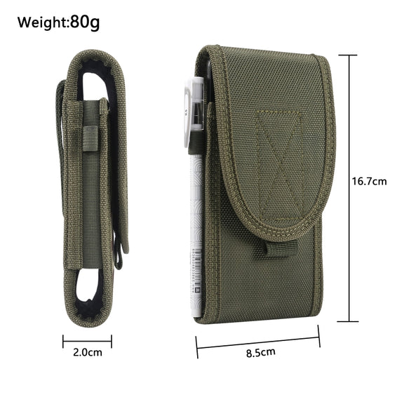 For 6.7 inch and Below Phones Multifunctional Universal Vertical Nylon Fabric Waist Bag Tactical Belt Bag(Green)