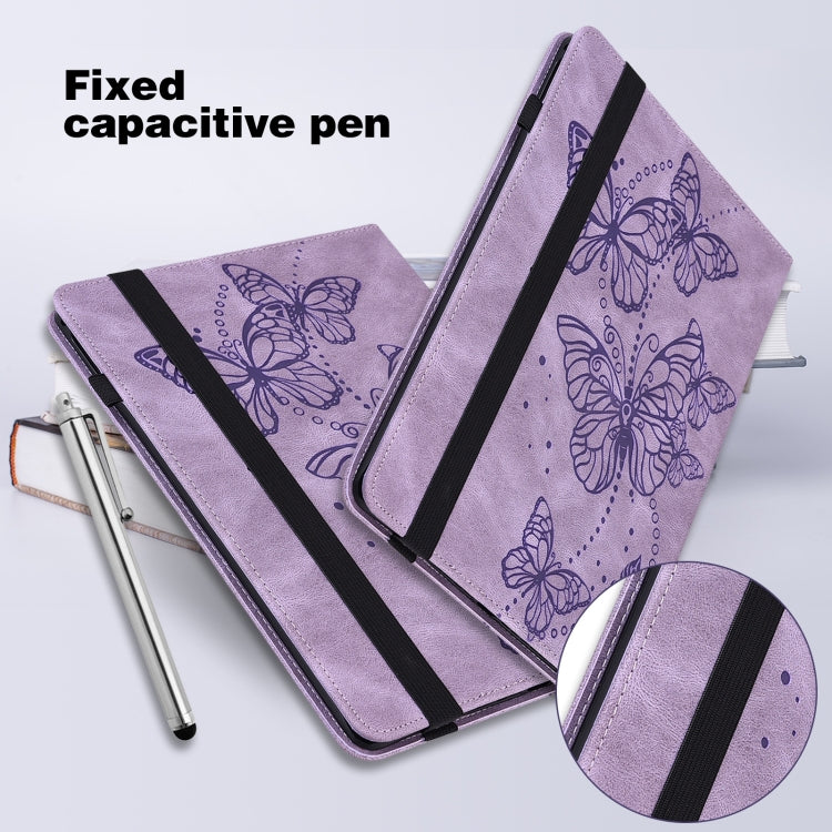 For Amazon Fire Max 11 Embossed Butterfly Pattern Leather Tablet Case(Purple)