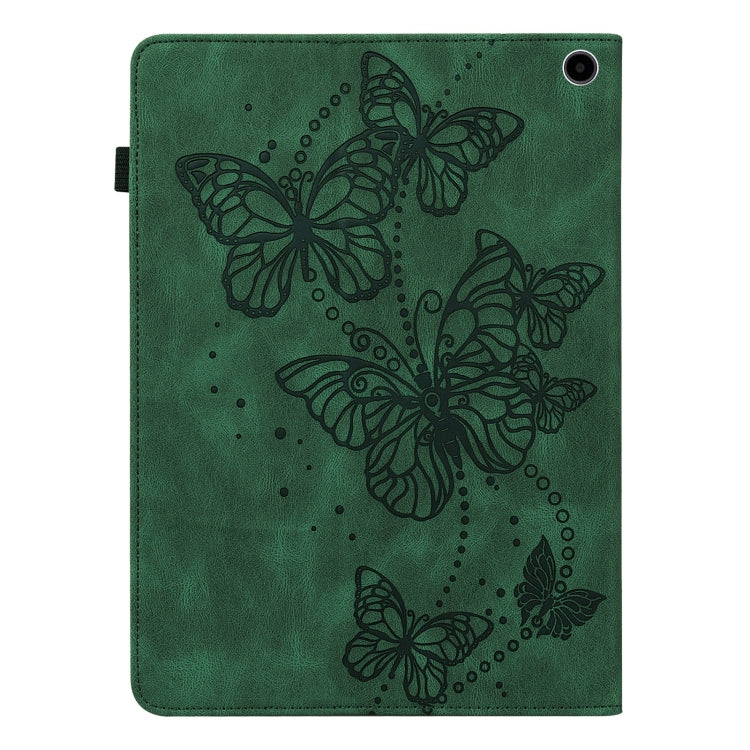 For Amazon Fire Max 11 Embossed Butterfly Pattern Leather Tablet Case(Green)