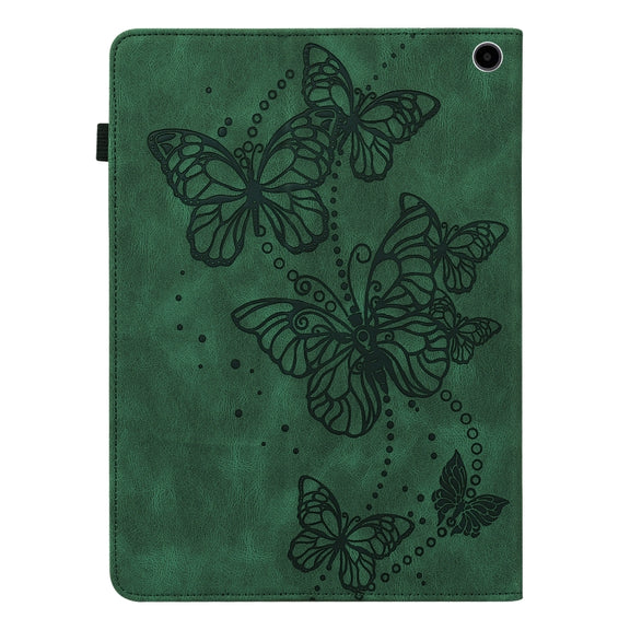 For Amazon Fire Max 11 Embossed Butterfly Pattern Leather Tablet Case(Green)