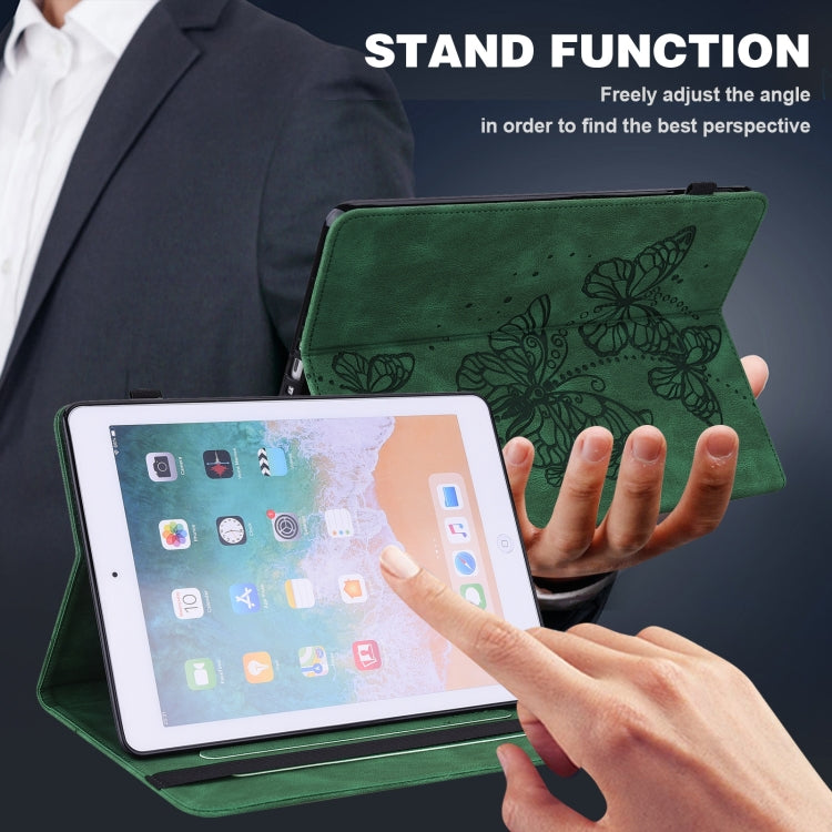 For Amazon Fire Max 11 Embossed Butterfly Pattern Leather Tablet Case(Green)