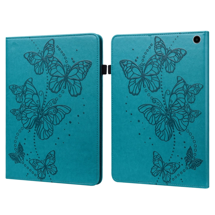 For Amazon Fire Max 11 Embossed Butterfly Pattern Leather Tablet Case(Blue)