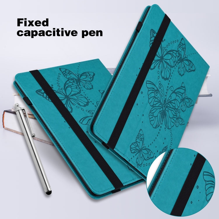For Amazon Fire Max 11 Embossed Butterfly Pattern Leather Tablet Case(Blue)