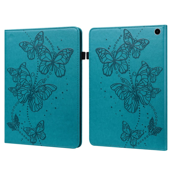 For Amazon Fire Max 11 Embossed Butterfly Pattern Leather Tablet Case(Blue)