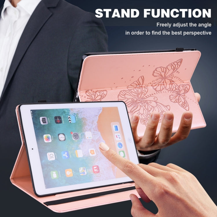 For Amazon Fire Max 11 Embossed Butterfly Pattern Leather Tablet Case(Pink)