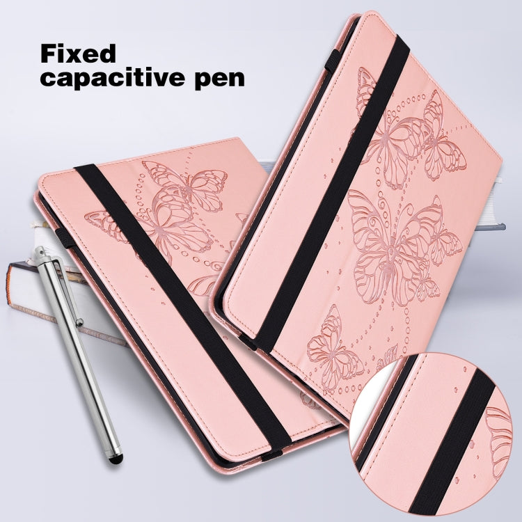 For Amazon Fire Max 11 Embossed Butterfly Pattern Leather Tablet Case(Pink)