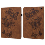 For Amazon Fire Max 11 Embossed Butterfly Pattern Leather Tablet Case(Brown)
