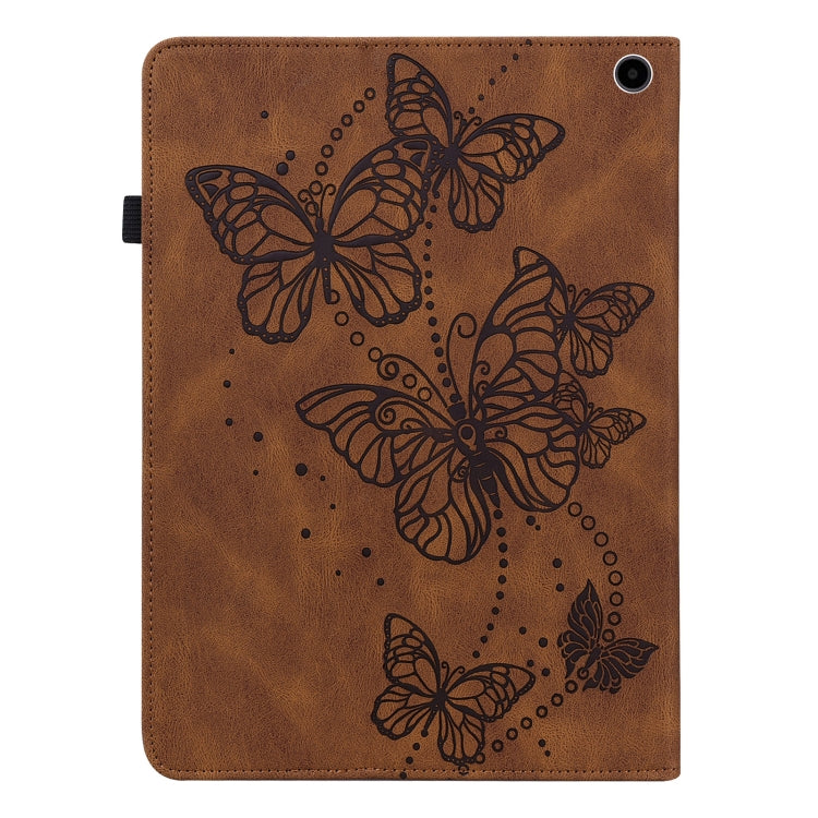 For Amazon Fire Max 11 Embossed Butterfly Pattern Leather Tablet Case(Brown)
