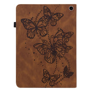 For Amazon Fire Max 11 Embossed Butterfly Pattern Leather Tablet Case(Brown)