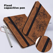 For Amazon Fire Max 11 Embossed Butterfly Pattern Leather Tablet Case(Brown)