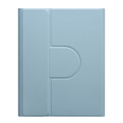 For iPad 10th Gen 10.9 2022 Round Button 360 Degree Rotatable Bluetooth Keyboard Leather Case with Touchpad(Mist Blue)