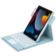 For iPad 10.2 2021 / Air 2019 Round Button 360 Degree Rotatable Bluetooth Keyboard Leather Case with Touchpad(Sky Blue) - Universal by PMC TechLife | Online Shopping South Africa | PMC TechLife