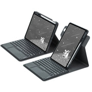For iPad 10.2 2021 / Air 2019 Round Button 360 Degree Rotatable Bluetooth Keyboard Leather Case with Touchpad(Black)