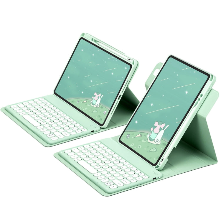 For iPad 10th Gen 10.9 2022 Round Button 360 Degree Rotatable Bluetooth Keyboard Leather Case(Mint Green)