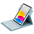 For iPad 10th Gen 10.9 2022 Round Button 360 Degree Rotatable Bluetooth Keyboard Leather Case(Mist Blue) - Universal by PMC TechLife | Online Shopping South Africa | PMC TechLife