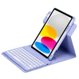 For iPad 10th Gen 10.9 2022 Round Button 360 Degree Rotatable Bluetooth Keyboard Leather Case(Light Purple) - free shipping - PMC TechLife - Order now!