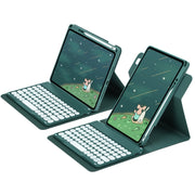 For iPad 10th Gen 10.9 2022 Round Button 360 Degree Rotatable Bluetooth Keyboard Leather Case(Dark Green)