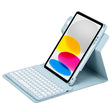 For iPad 10th Gen 10.9 2022 Round Button 360 Degree Rotatable Bluetooth Keyboard Leather Case(Sky Blue) - Universal by PMC TechLife | Online Shopping South Africa | PMC TechLife