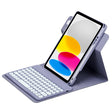 For iPad 10th Gen 10.9 2022 Round Button 360 Degree Rotatable Bluetooth Keyboard Leather Case(Lavender Purple) - Universal by PMC TechLife | Online Shopping South Africa | PMC TechLife