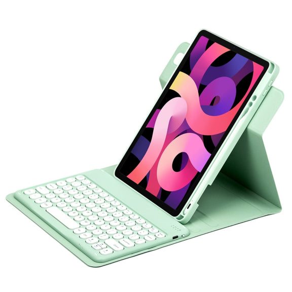 For iPad Air 2022 / iPad Pro 11 2021 Round Button 360 Degree Rotatable Bluetooth Keyboard Leather Case(Mint Green)