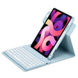 For iPad Air 2022 / iPad Pro 11 2021 Round Button 360 Degree Rotatable Bluetooth Keyboard Leather Case(Sky Blue) - Universal by PMC TechLife | Online Shopping South Africa | PMC TechLife