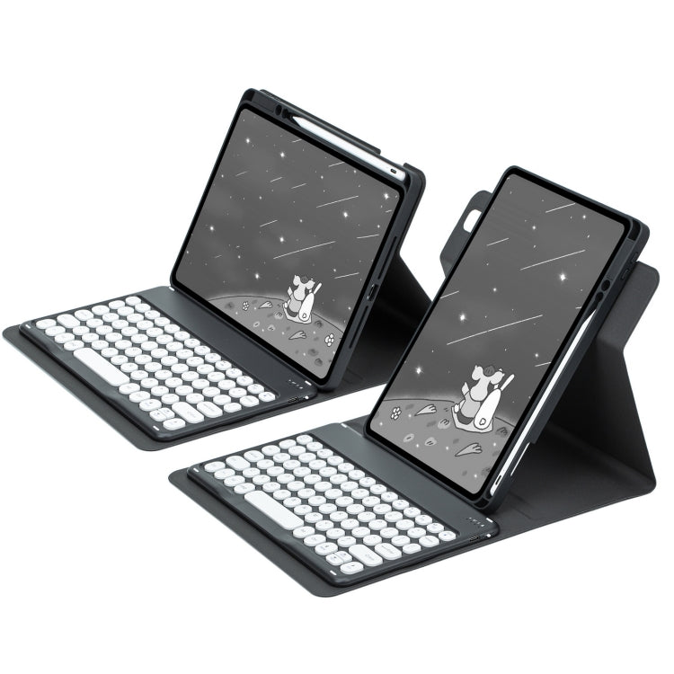For iPad Air 2022 / iPad Pro 11 2021 Round Button 360 Degree Rotatable Bluetooth Keyboard Leather Case(Black)