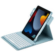 For iPad 10.2 2021 / Air 2019 Round Button 360 Degree Rotatable Bluetooth Keyboard Leather Case(Mist Blue) - Universal by PMC TechLife | Online Shopping South Africa | PMC TechLife