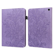 For Amazon Fire Max 11 Lace Flower Embossing Pattern Leather Tablet Case(Purple)